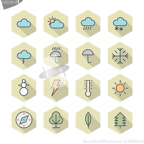 Image of Thin Line Icons For Weather and Nature