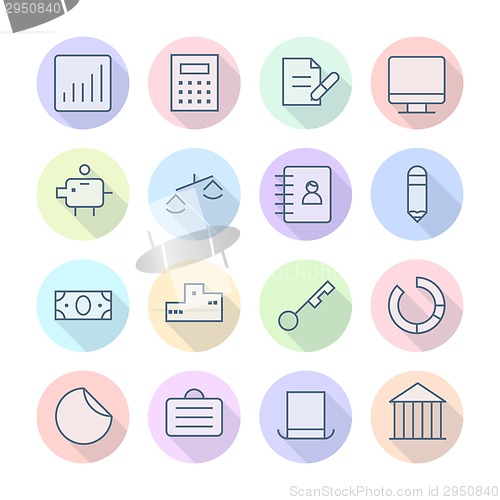Image of Thin Line Icons For Business and Finance
