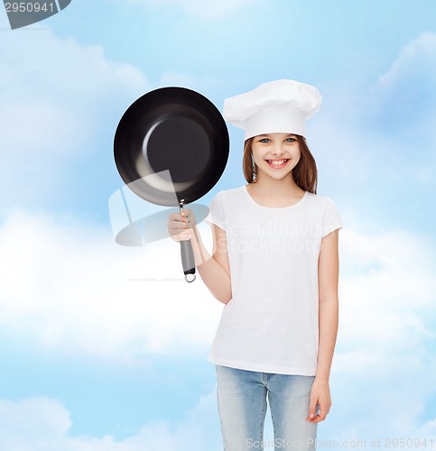 Image of smiling little girl in white blank t-shirt