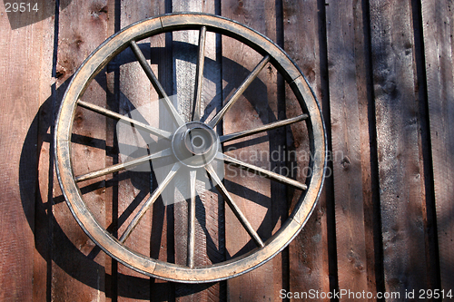 Image of Wheel of an old carriage