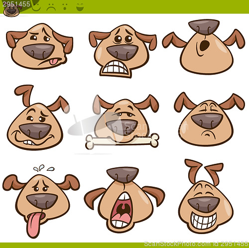 Image of dog emoticons cartoon illustration set