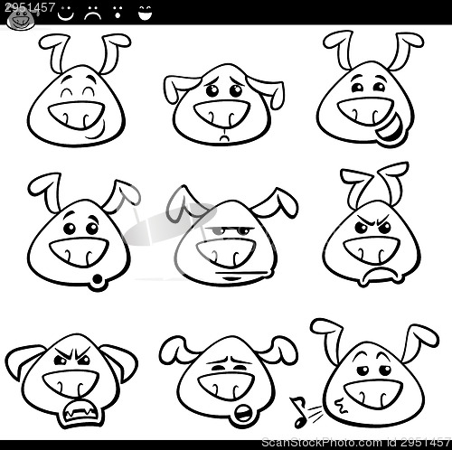 Image of dog emoticons cartoon coloring page