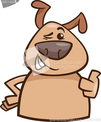 Image of winking dog cartoon illustration
