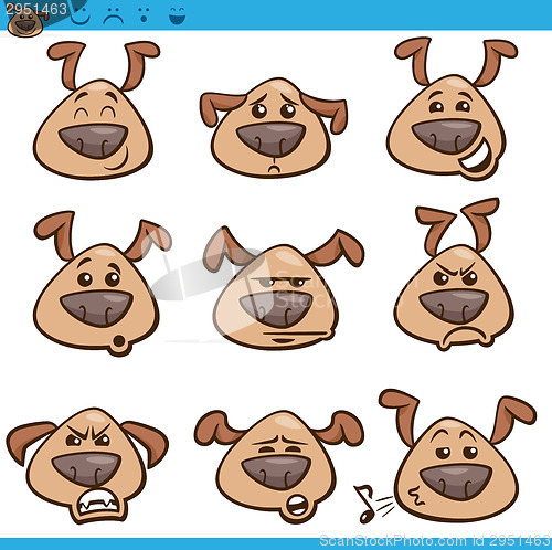 Image of dog emoticons cartoon illustration set