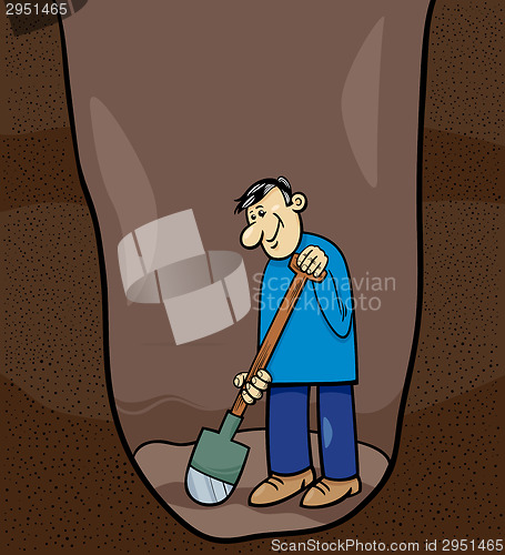 Image of digging man cartoon illustration