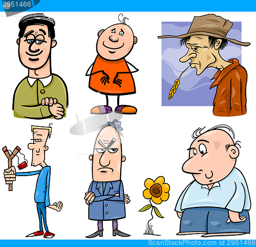 Image of men characters set cartoon illustration