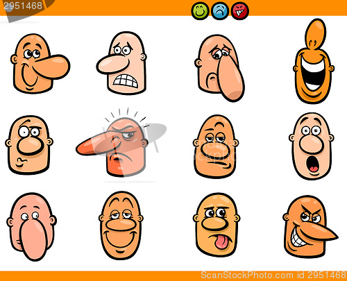 Image of cartoon people emoticons heads set