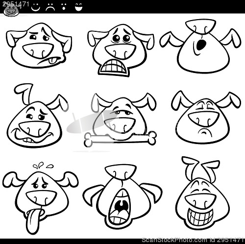 Image of dog emoticons cartoon coloring page
