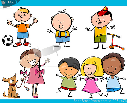 Image of cute little children cartoon set