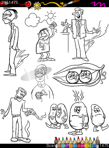 Image of sayings set cartoon coloring page