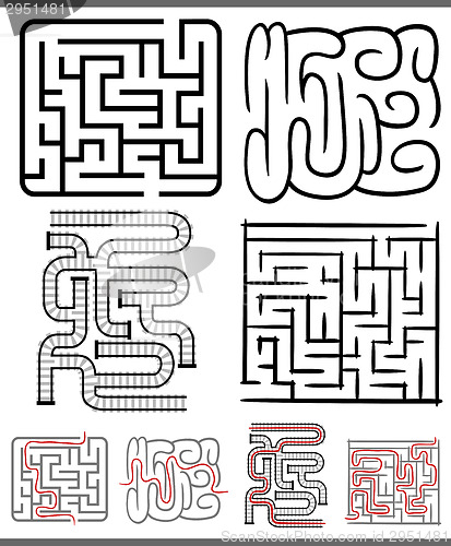 Image of mazes or labyrinths diagrams set