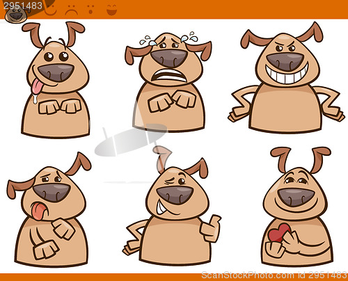 Image of dog emotions cartoon illustration set