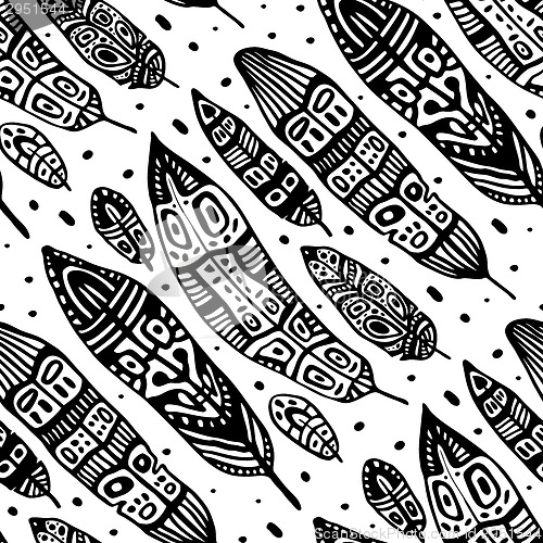 Image of Vintage Feathers. Seamless background.