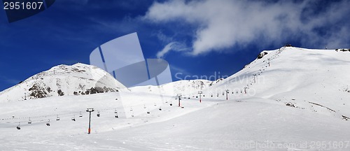 Image of Panorama of ski slope at sunny winter day