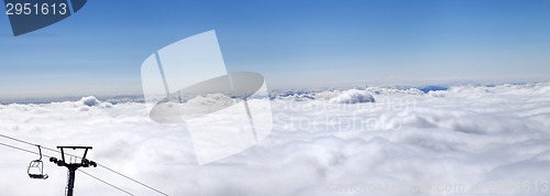 Image of Panorama of mountains under clouds at nice sun day