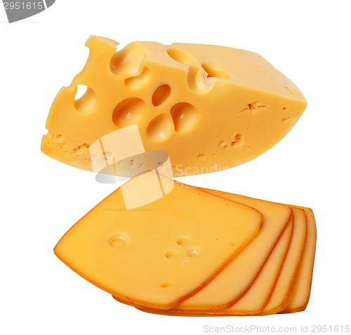 Image of Piece and slices of cheese