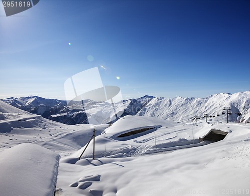 Image of Ski resort at sun day