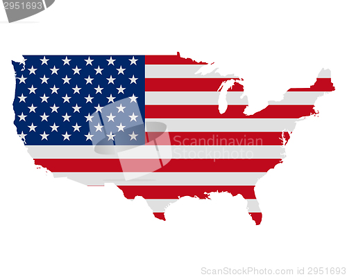 Image of Map and flag of USA