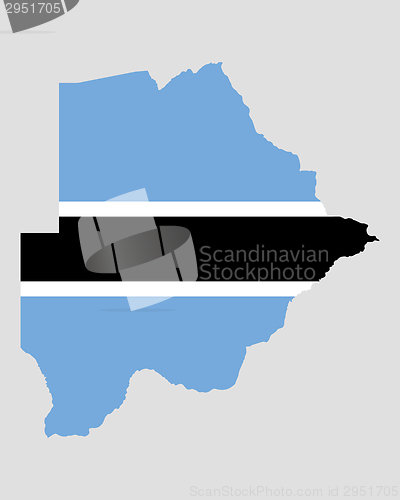 Image of Map and flag of Botswana