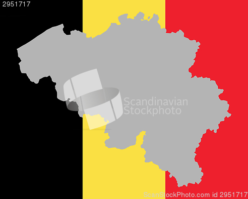 Image of Map and flag of Belgium