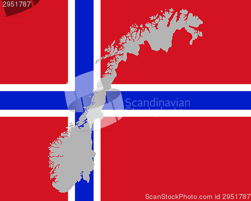 Image of Map and flag of Norway