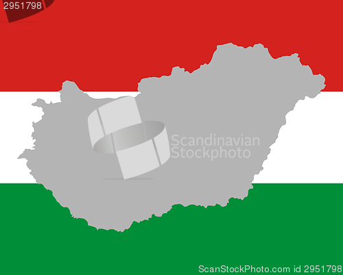 Image of Map and flag of Hungary