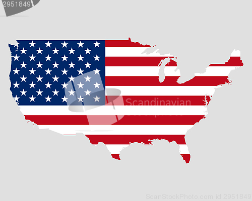 Image of Map and flag of USA