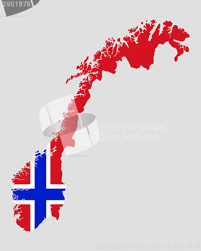 Image of Map and flag of Norway