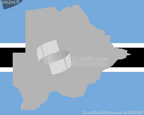 Image of Map and flag of Botswana