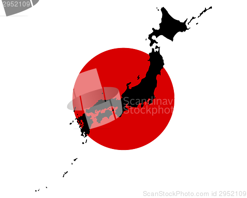 Image of Map and flag of Japan