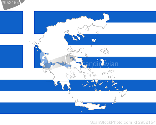 Image of Map and flag of Greece