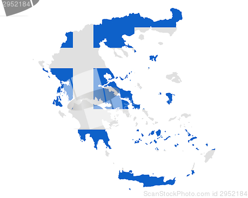 Image of Map and flag of Greece