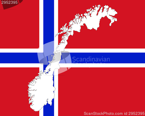 Image of Map and flag of Norway