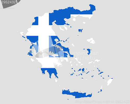 Image of Map and flag of Greece