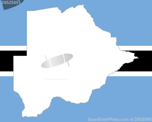 Image of Map and flag of Botswana