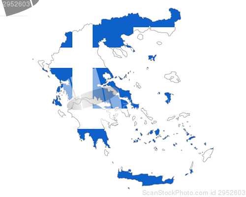 Image of Map and flag of Greece
