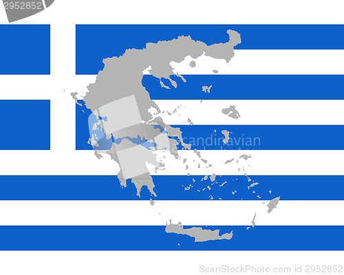 Image of Map and flag of Greece