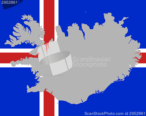 Image of Map and flag of Iceland