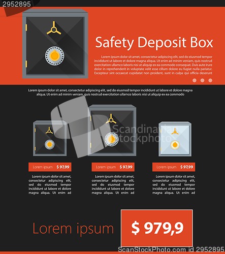 Image of Flat vector minimalist template business design. Safe deposit.