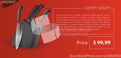 Image of Flat vector minimalist template business design. Set of kitchen knives.