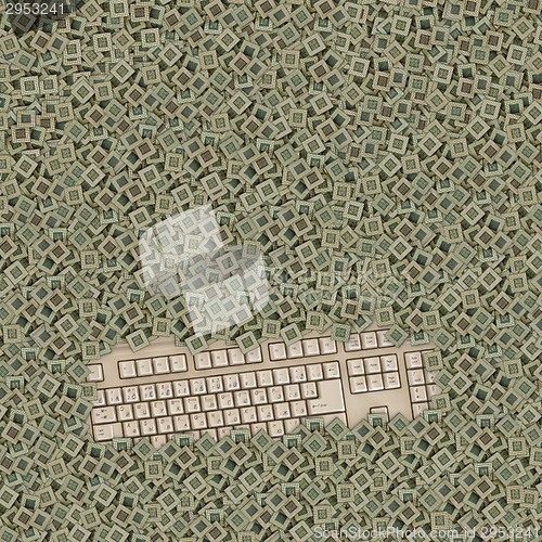 Image of old keyboard covered by a lot of chips