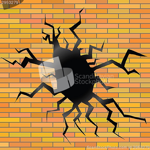 Image of crack on a brick background