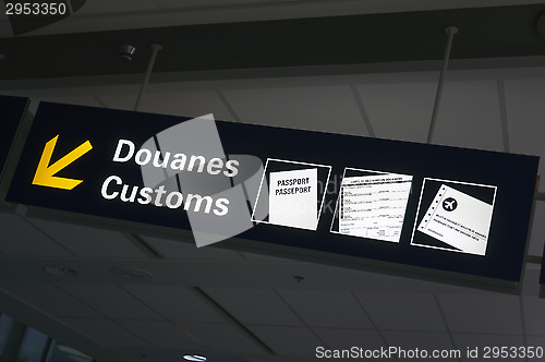 Image of Airport Customs sign.