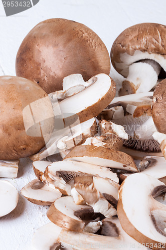 Image of Diced and whole agaricus brown button mushrooms