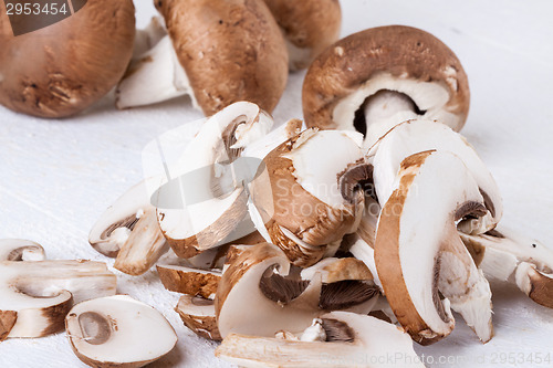 Image of Diced and whole agaricus brown button mushrooms