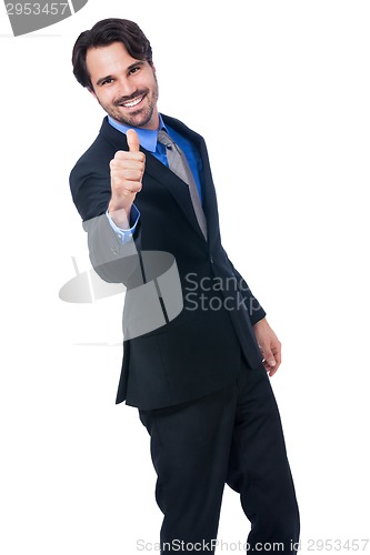 Image of Enthusiastic businessman giving a thumbs up