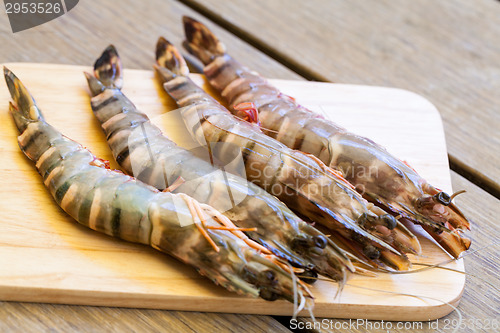 Image of Four fresh whole tiger prawns