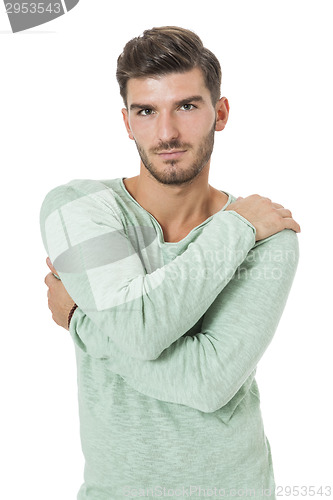 Image of young man in casual fashion on white