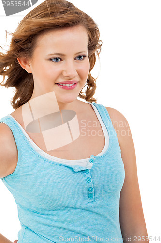 Image of young teenager girl smiling having fun portrait