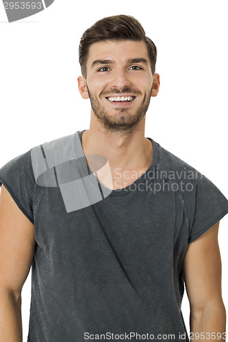 Image of Handsome bearded young man with a lovely smile